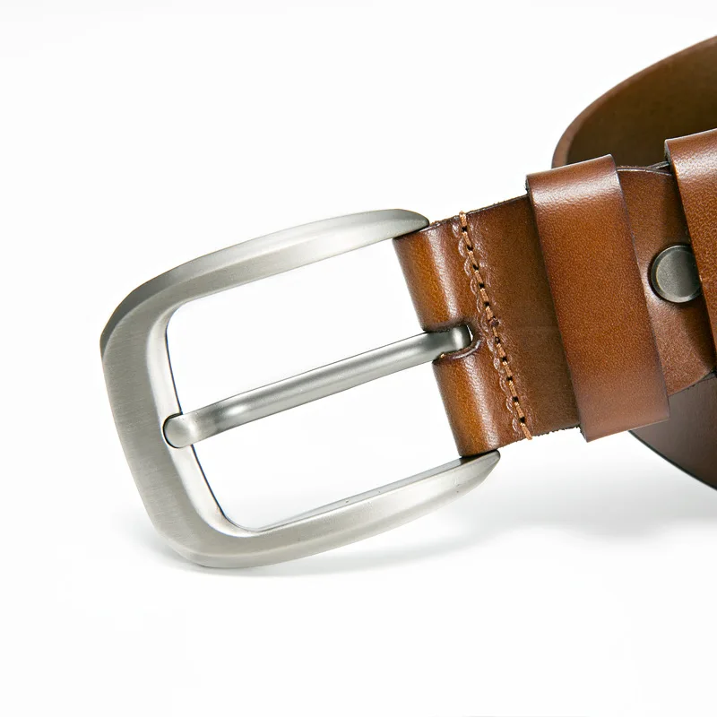 

Brand Genuine Leather Pin Buckle Vintage Casual Men Belt Red Brown Cowbody Jeans Belt Strap