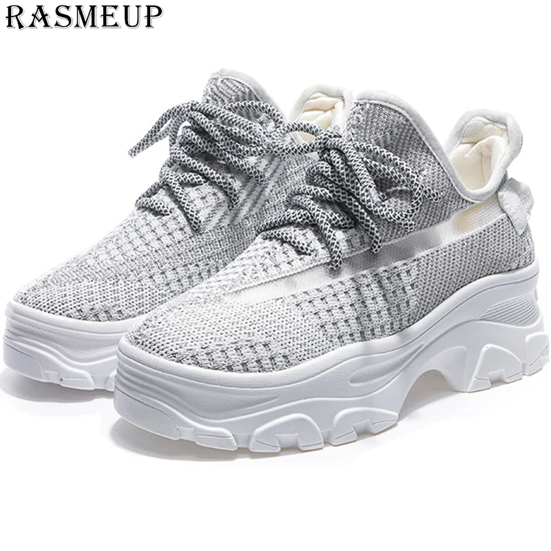 Женские кроссовки на платформе RASMEUP уличные из дышащего трикотажа удобная