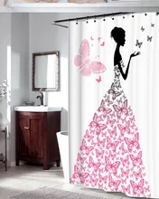 

Waterproof Shower Curtain with Hooks Butteryfly Girl Bathroom Curtains High Quality Bath Bathing Sheer for Home Decorations