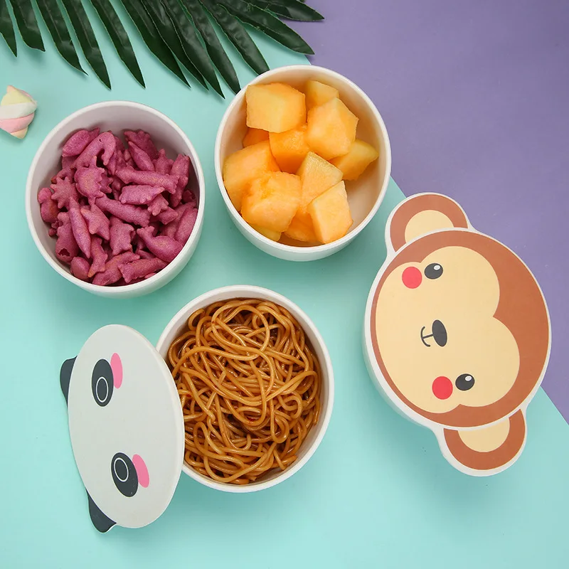 Children's bowl bamboo fiber tableware cartoon animal bowl kindergarten kids training bowl Children's bowl bamboo fiber tableware cartoon animal bowl kindergarten kids training bowl