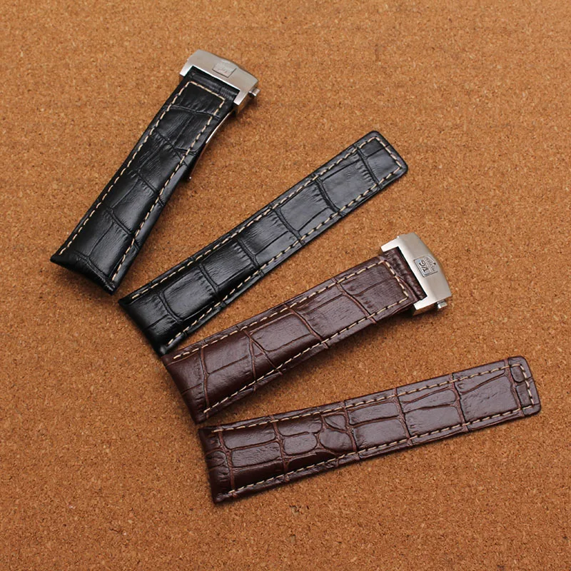 new arrival 20 mm22 mm 24mm black white line folding metal buckle strap men women watchbands