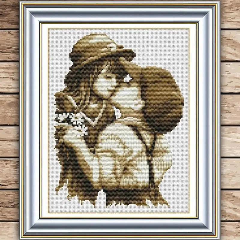 

1Chinese Needlework DIY Cross stitch Sets For Embroidery kits first romantic kiss pattern Counted bead Cross-Stitching