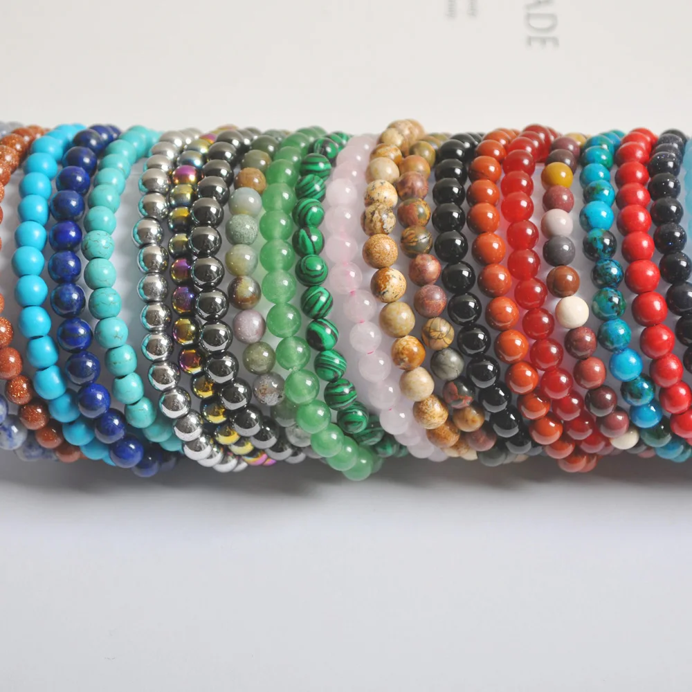 

6MM Green Malachite/Crystal/Sandstone/Lapis/Carnelian/Howlite/Tigereye/Garnet/Labradorite Stone Bracelet Bangle Stretch Jewelry