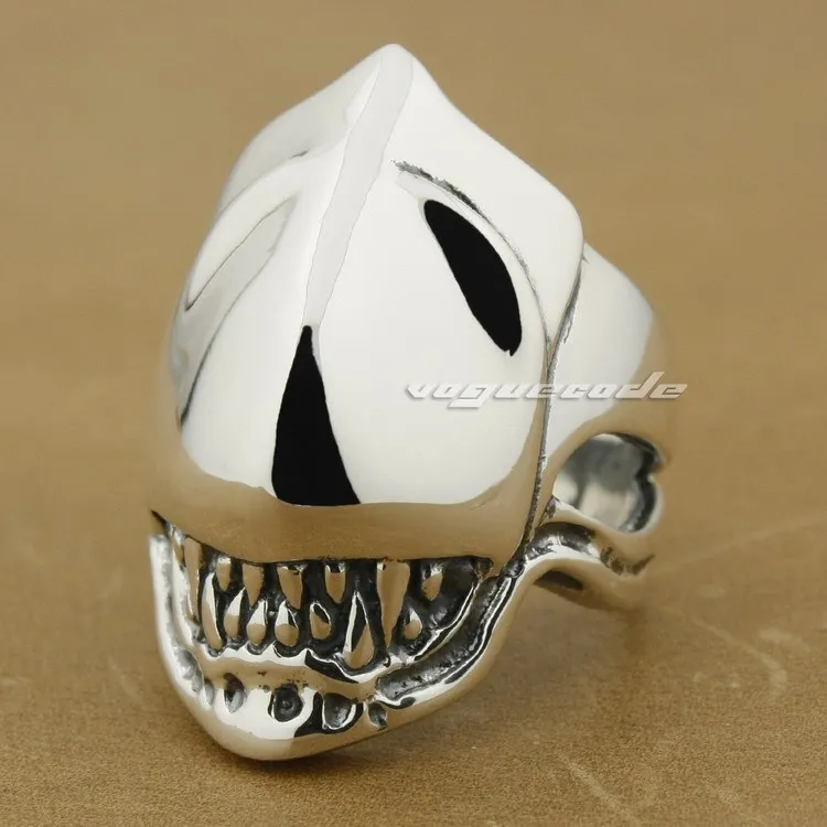 

925 Sterling Silver Alien Fang Skull Mens Biker Ring 8S008