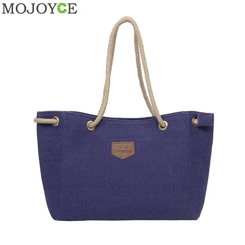 

Women Simple Canvas Shoulder Bag Drawstring Shopping Bag Tote Shoulder Handbag Large Capacity Simple Messenger Bags Bolsa Female