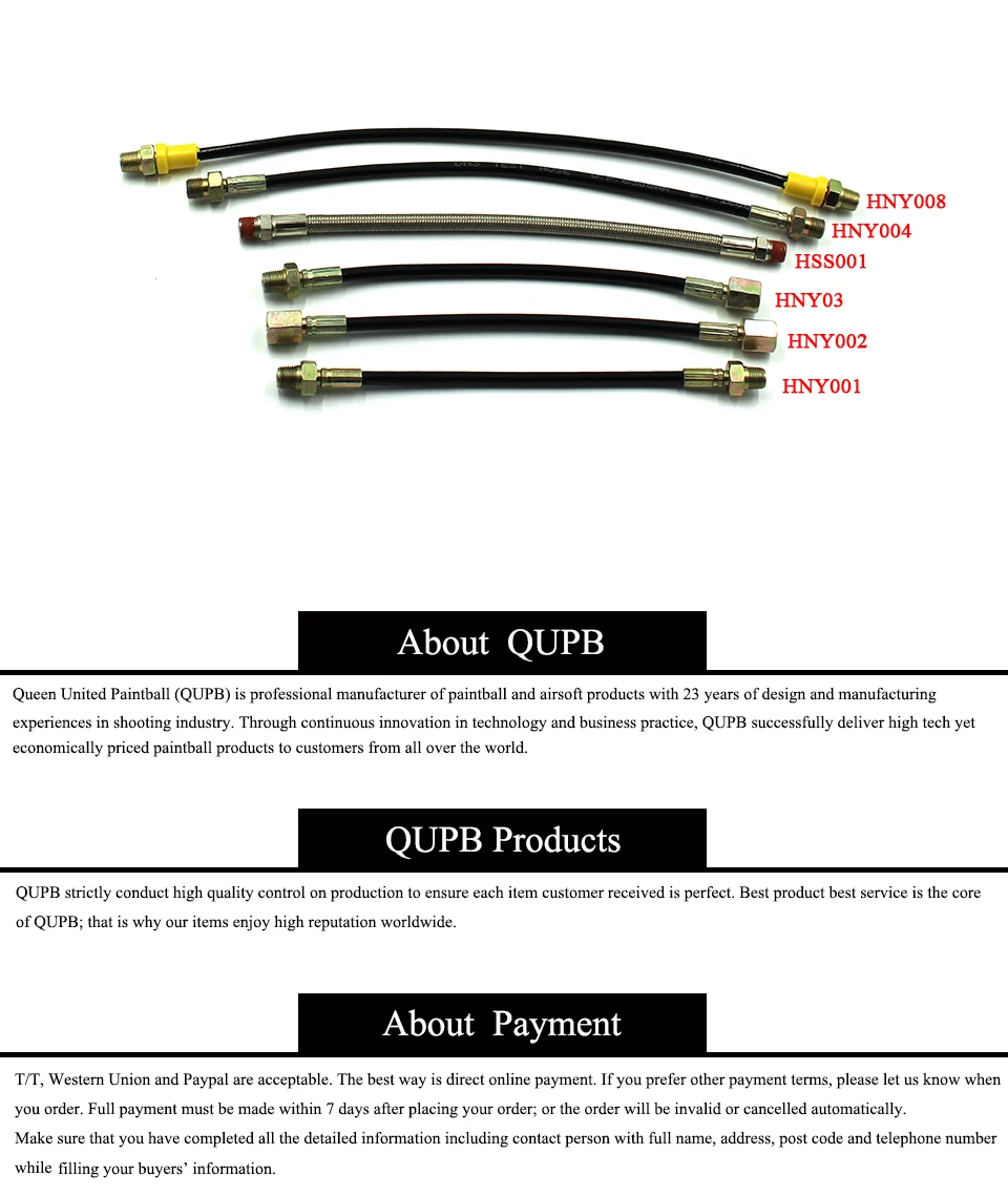 Qupb Airsoft высокое Давление нейлон шланг 36 см длинные 63mpa/9000PSI 1/8 ''NPT Мужской Нитки hny008