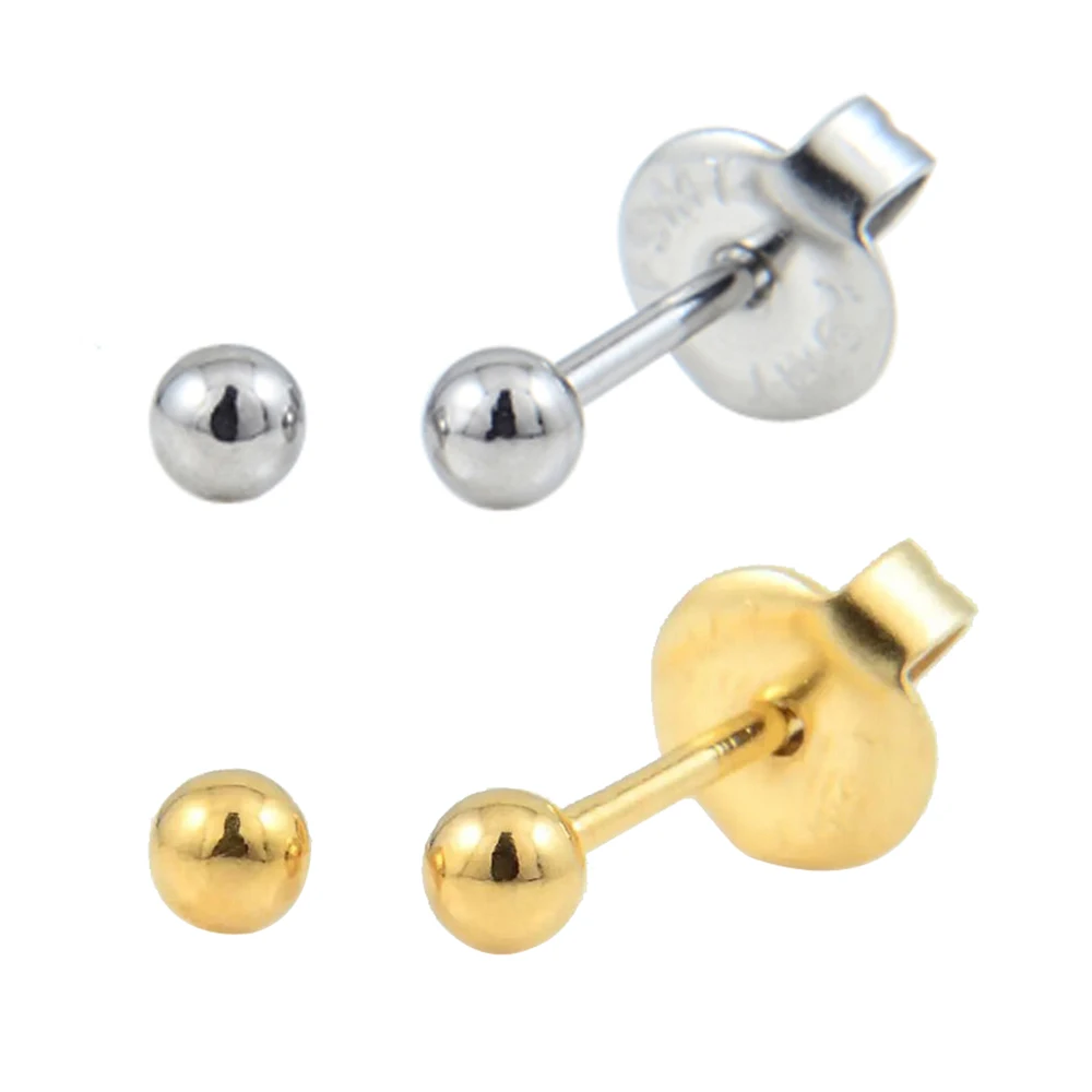

PAIR Stainless Steel Round Ball Ear Piercing Stud Charming Jewelry Earring Pin For Piercing Gun Tool Kit Pair Pack