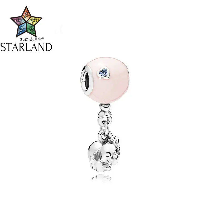 

Starland new DIY 100% 925 Sterling Silver elephant Pinkel ephant balloon pendant charm Fit bracelet Bead DIY