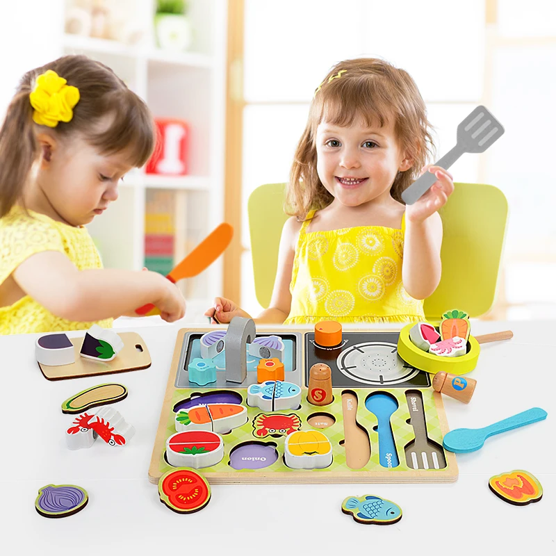 Comida de Madeira Zalami Brinquedo Educativo Cozinha Brinquedos Conjunto Crianças Churrasco Mercado Frutas Fingir Papel Jogar