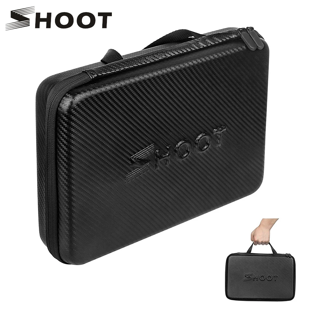 

SHOOT Large Portable PU Waterproof Carrying Case for GoPro Hero 9 8 7 5 SJCAM Xiaomi Yi 4k Eken h9 Camera Box Go Pro 8 Accessory