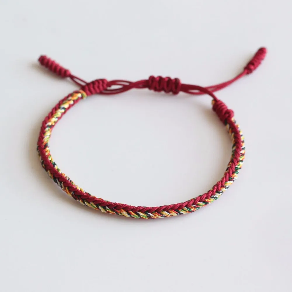 Тибетского буддизма ручной работы узлы повезло веревки браслет унисекс Буддизм Jewelry Размеры Регулируемый Dropshiping