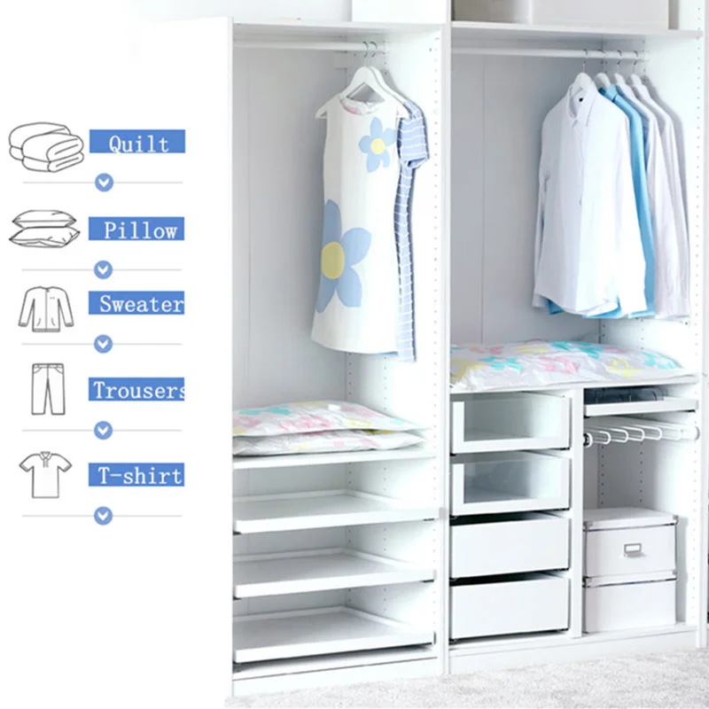 Cena 11 sztuk partia kwiat wzór grube próżniowe skompresowane torby gospodarstwa domowego kołdra ubrania wielokrotnego użytku koc torba na ubrania szafa organizator