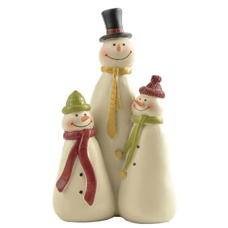 

Ecoyoo Snowman Figure Family Statue all with scarf and hat Cute Carrot Noses Merry Christmas Figurines Fairy Garden Decoration