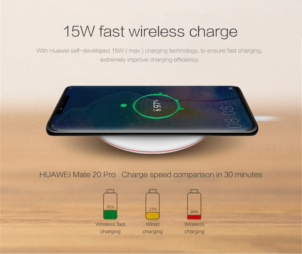 Оригинальное Беспроводное зарядное устройство Huawei CP60 Smart QI 15 Вт максимальная