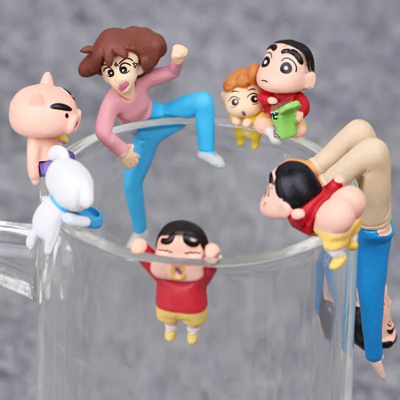 

7pcs/lot Cosplay Japan Anime Crayon Shin-chan Cup edge Nowara Shinnosuke PVC Action Figure Model Doll Toys For Kids Gifts