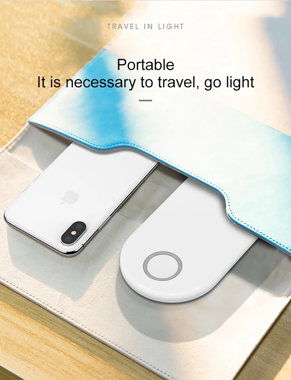 !ACCEZZ Qi Wireless Charger Fast Charging 3 in 1 For iPhone X XS Max 10W For Apple Watch Airpods USB Qi Charger Pad For Samsung (12)