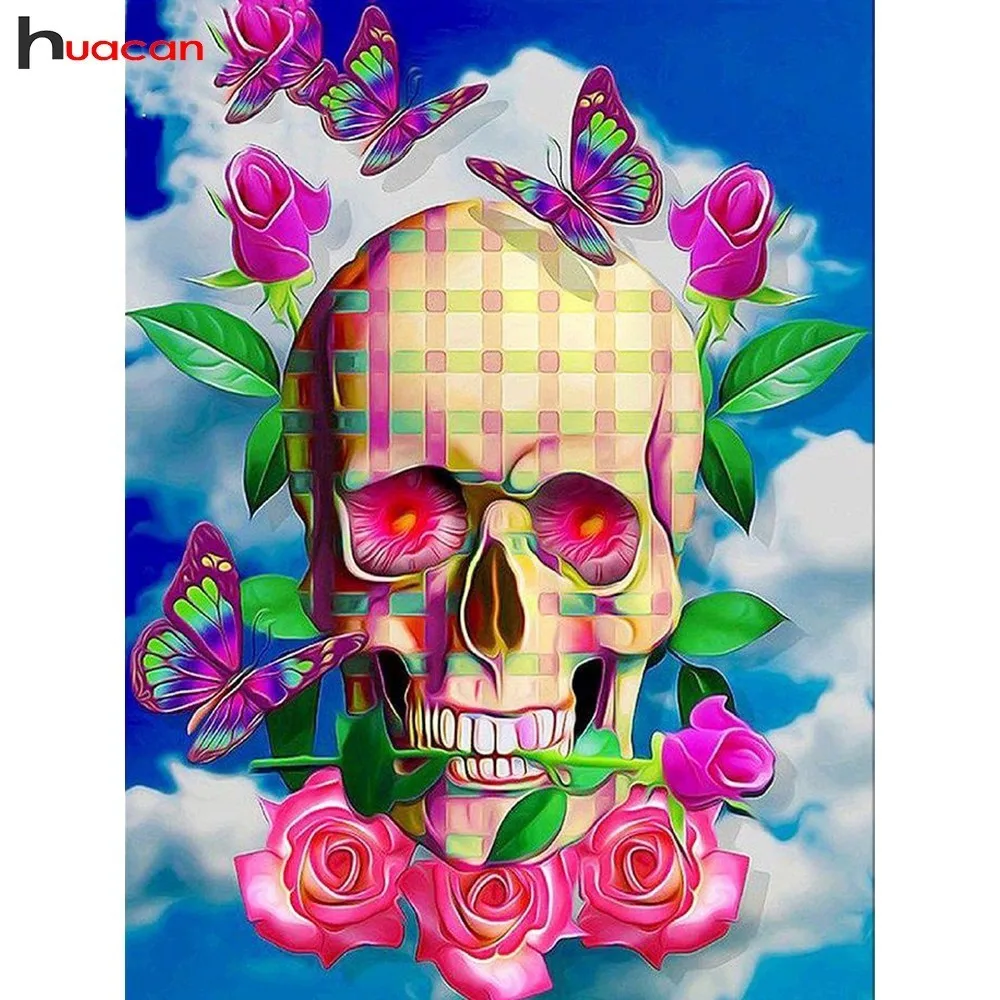 

Diamond Painting Cross Stitch Butterfly Picture Of Rhinestone Beadwork Diamond Embroidery Sale Flower Skull Drill 40x50 Set