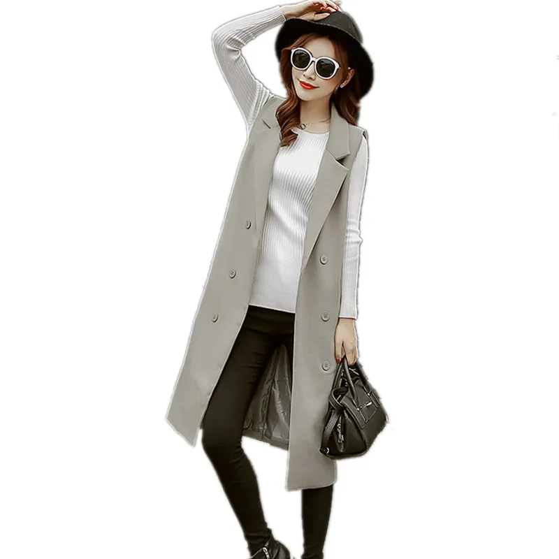2018 Korean Slim Black Women's Sleeveless Jacket Double