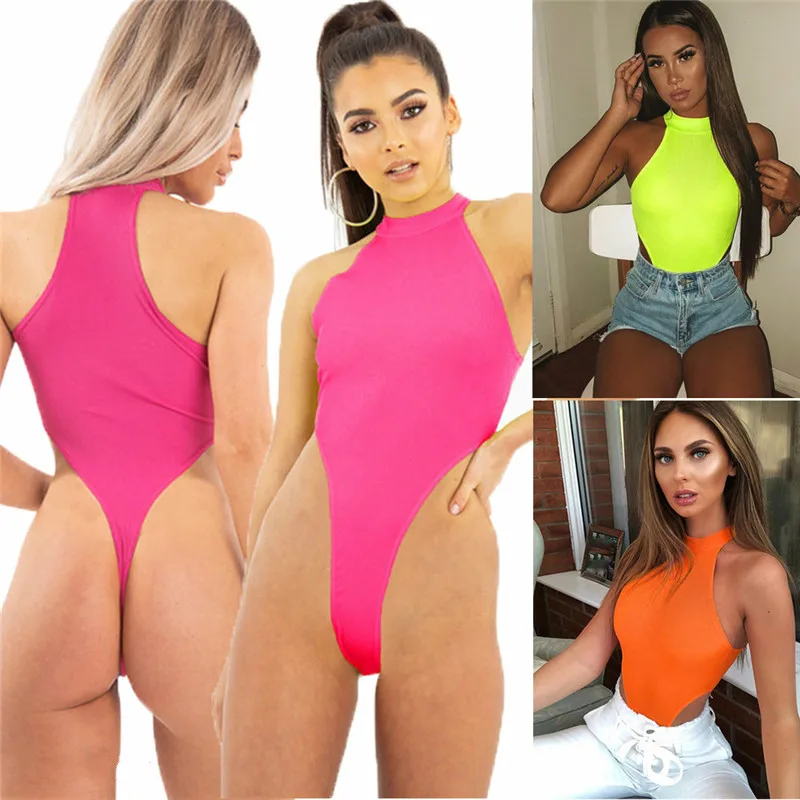 

2019 Women'e One Piece Swimsuit Sexy Bodycon Leotard Swimwear Sleeveless Bikini Hot Summer Swimming Suit