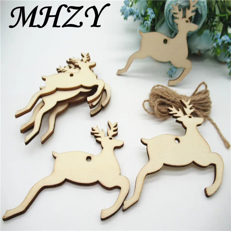 

5/10PCS 10cm Natural Wood Christmas moose bookmark Pattern Art Collection Craft Handmade for Home christmas decoration DIY Q84