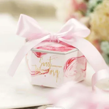 

30pcs 8.2x4.6cm Creative Wedding Gift Boxes Banquet Events Candy Box With Ribbons