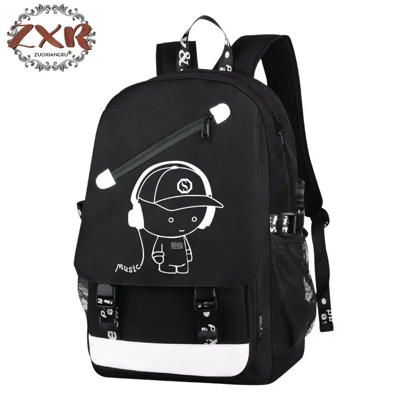 

New Style Anime Anti-theft Teenager Luminous Usb Charge Laptop Computer Backpack Travel Backpack Men School Bags