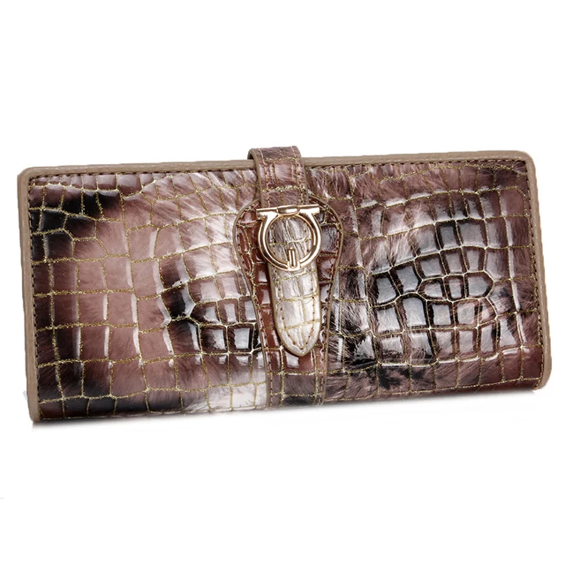 

New Luxury Crocodile Pattern Cowhide Purse Women Wallets Genuine Leather Female Designer Purses Famous Brand Leather Phone Walle
