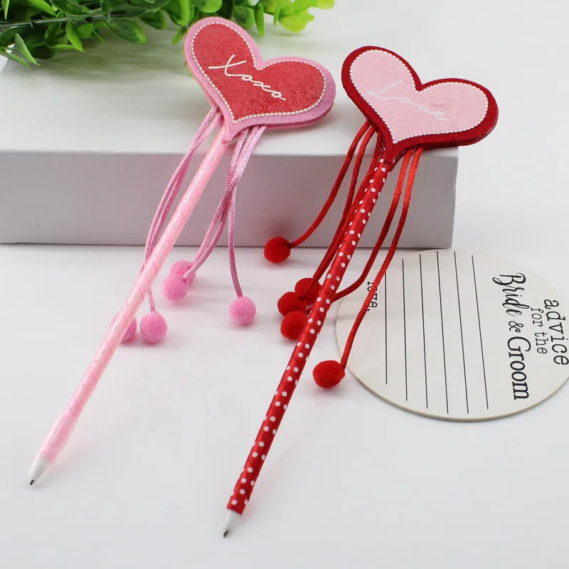 2pcs Heart shaped Creative Ballpoint Pens Black Love Ball Pen Korean