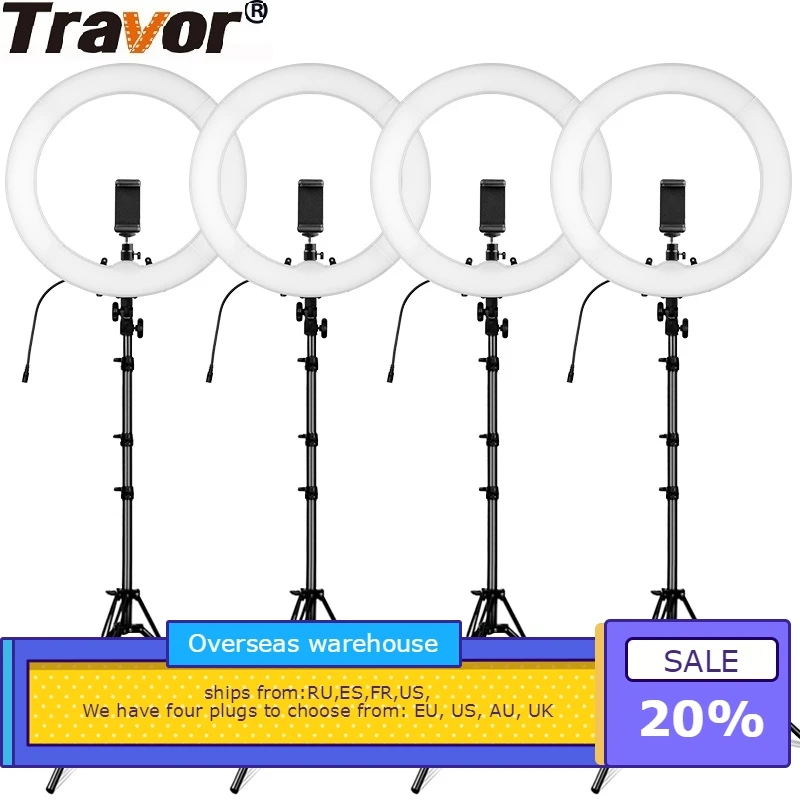 TRAVOR 4 шт./лот кольцо вытертые штаны 18 дюймов светодиодный кольцевая лампа dimmable bi