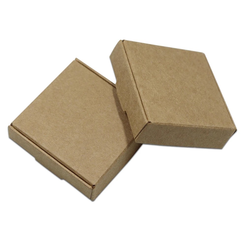 100pcs/ Lot Multi-sizes Kraft Paper Boxes Brown DIY Gift Package Box Foldable Papercard Boxes For Christmas Wedding Decoration