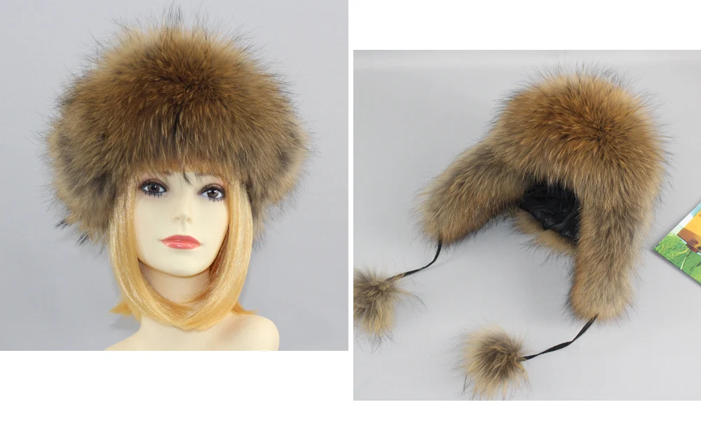 New Winter Women Lovely Real Fox Fur Hats Natural Fox Fur Winter Quality Thick Warm Fox Fur Bomber Hat