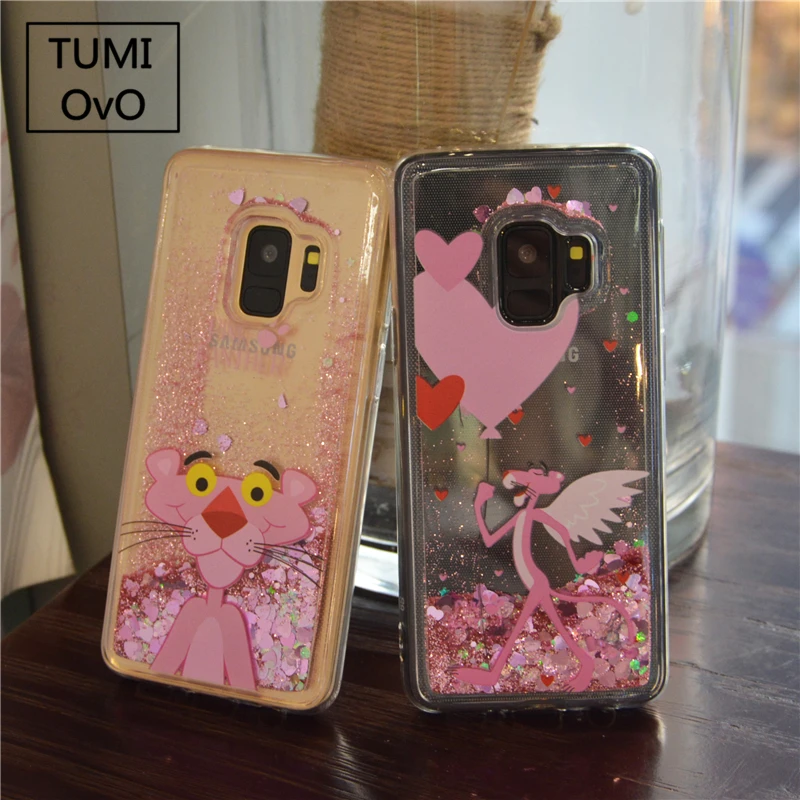 

Cartoon For Samsung Galaxy S6 S7 Edge S8 S9 Plus J1 J3 J5 J7 A3 A5 2016 2017 Cases Pink Leopard Soft Dynamic Liquid Quicksand
