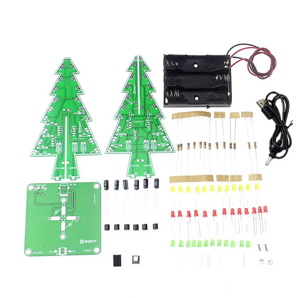 Three-Dimensional-3D-Christmas-Tree-LED-DIY-Kit-Red-Green-Yellow-LED-Flash-Circuit-Kit-Electronic (1)