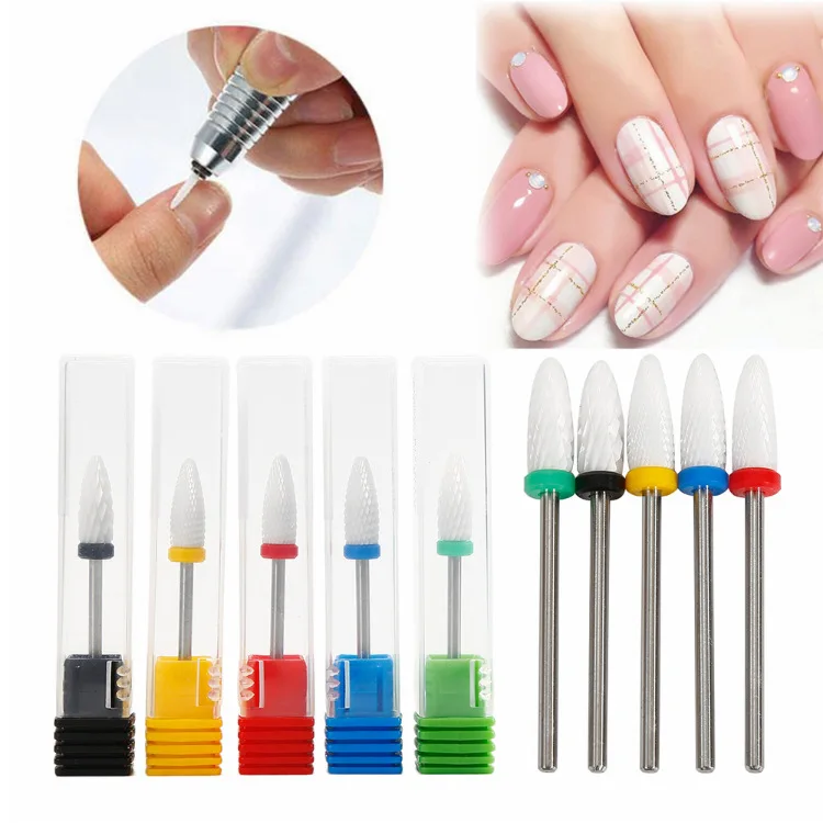 Manicure tools 5Type Ceramic Cuticle Clean Burr Nail Drill Bits Rotary