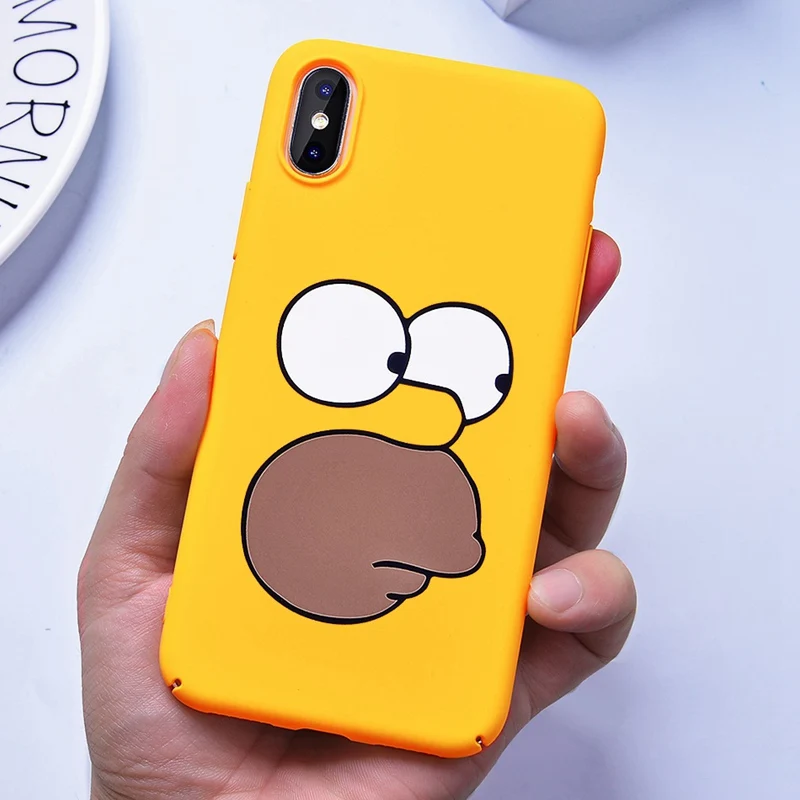 Hisomone Funny Cartoon Phone Case For iPhone 6 6S Plus Case Cute Patterned Back Cover For iPhone 8 7 Plus X Cases Yellow Capa