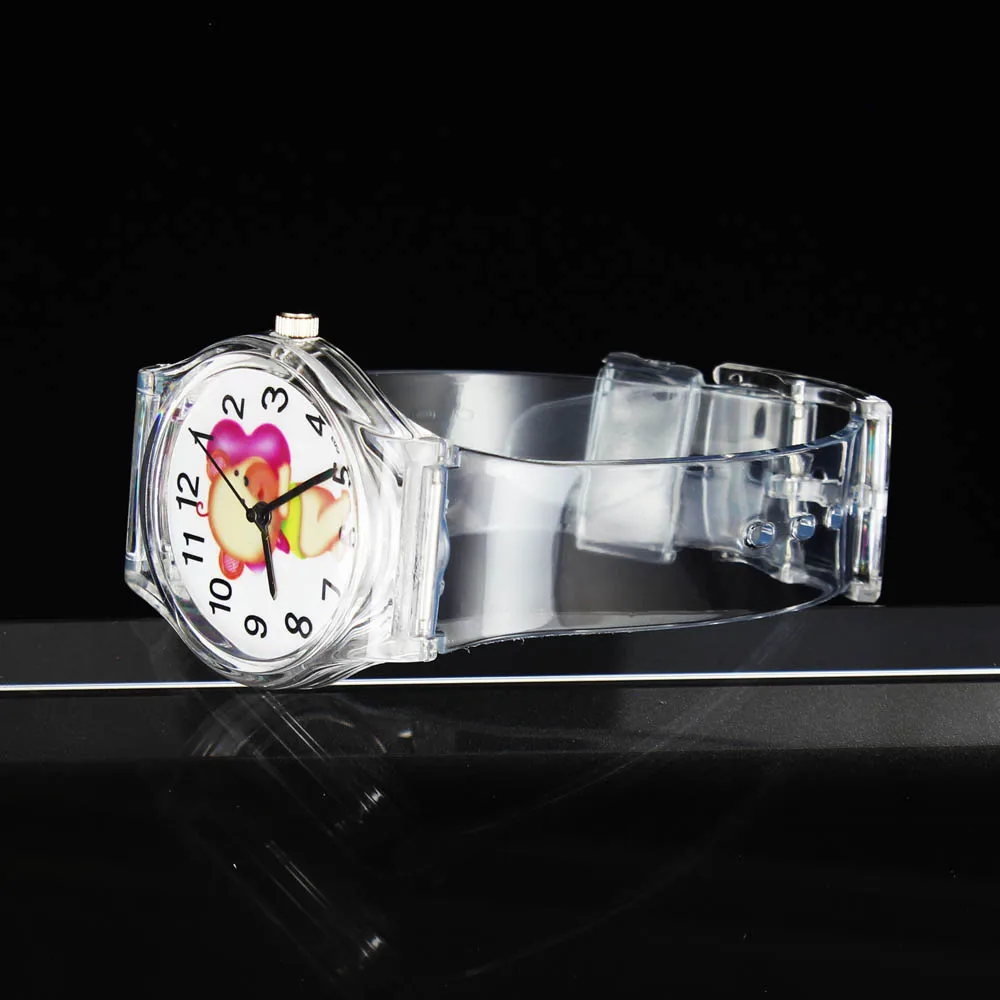 Медведи объятия любви сердце дети часы Детские подарок плюшевого мишку резиновый браслет Спорт прозрачный кварцевые наручные часы