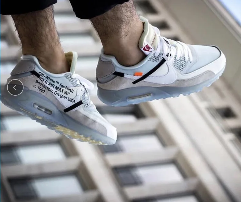 air max 90 off white black on feet