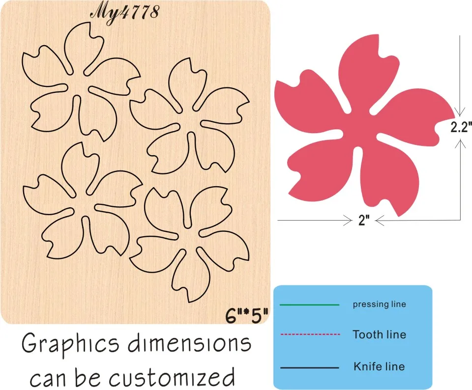 

Red petals 2 wood moulds die cut accessories wooden die Regola Acciaio Die Misura MY