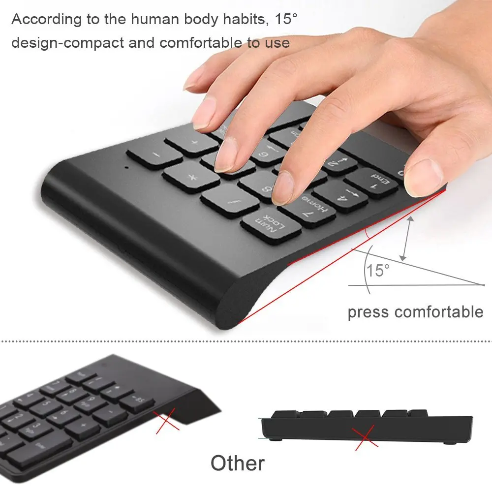  [AVATTO] Small-size 2.4GHz Wireless Numeric Keypad Numpad 18 Keys Digital Keyboard for Accounting T