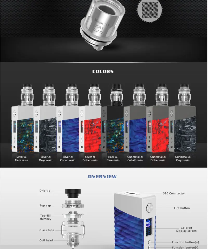 Набор электронных сигарет, Geekvape Nova 200 Вт Комплект 18650 TC коробка мод с Cerberus Sub Ом Танк сетки катушки VS Geekvape Zeus Dual RTA