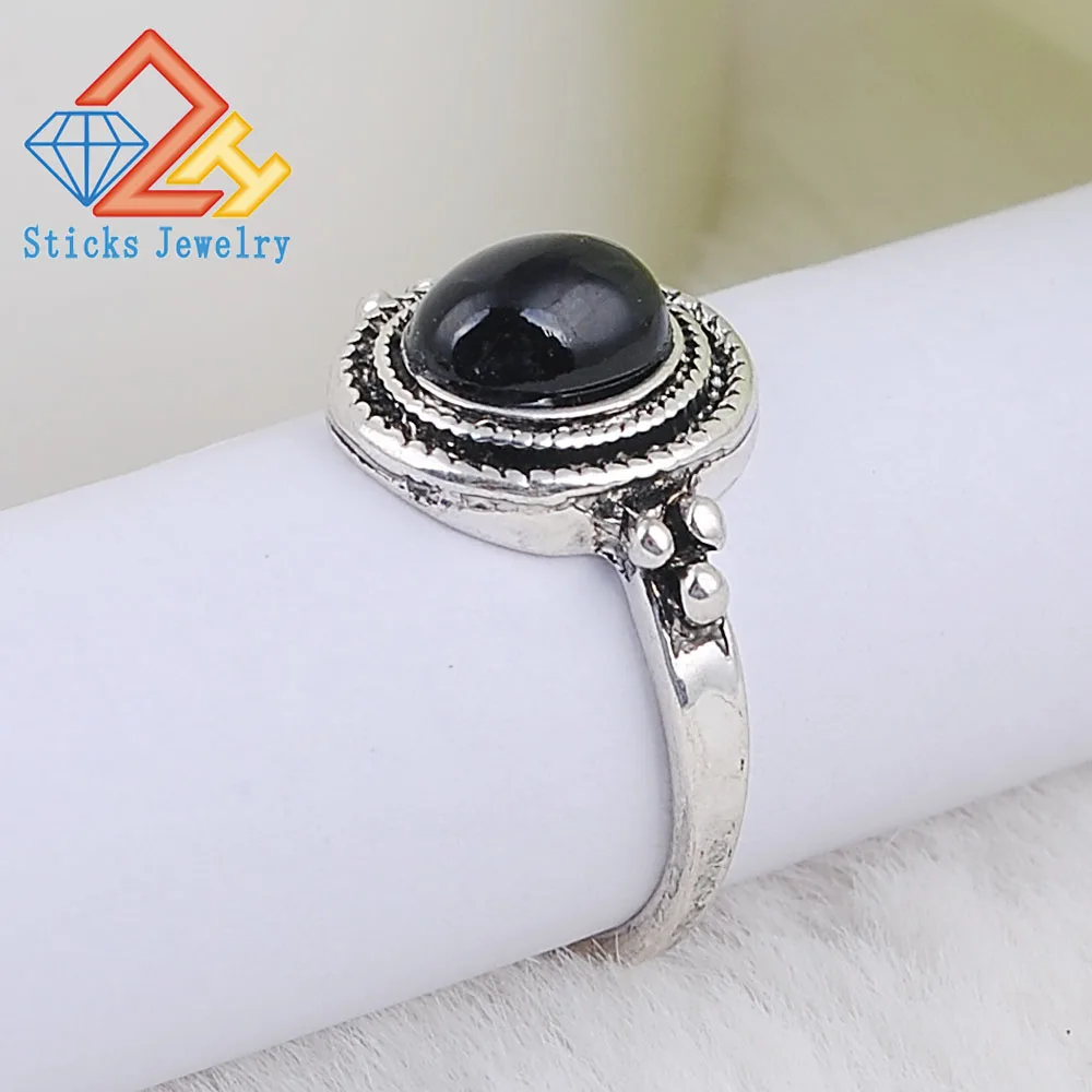 

(1pair/lot)Alloy Retro Black Oval Acrylic Ring