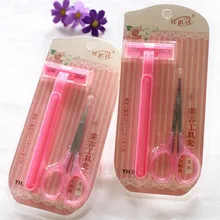 2 Pcs/lot Beauty Tools Include 1 Pc Armpit Hair Removal Armpit Knife with 1 Pc Eyebrow Eyelash Scissors Trimmer Makeup Tools