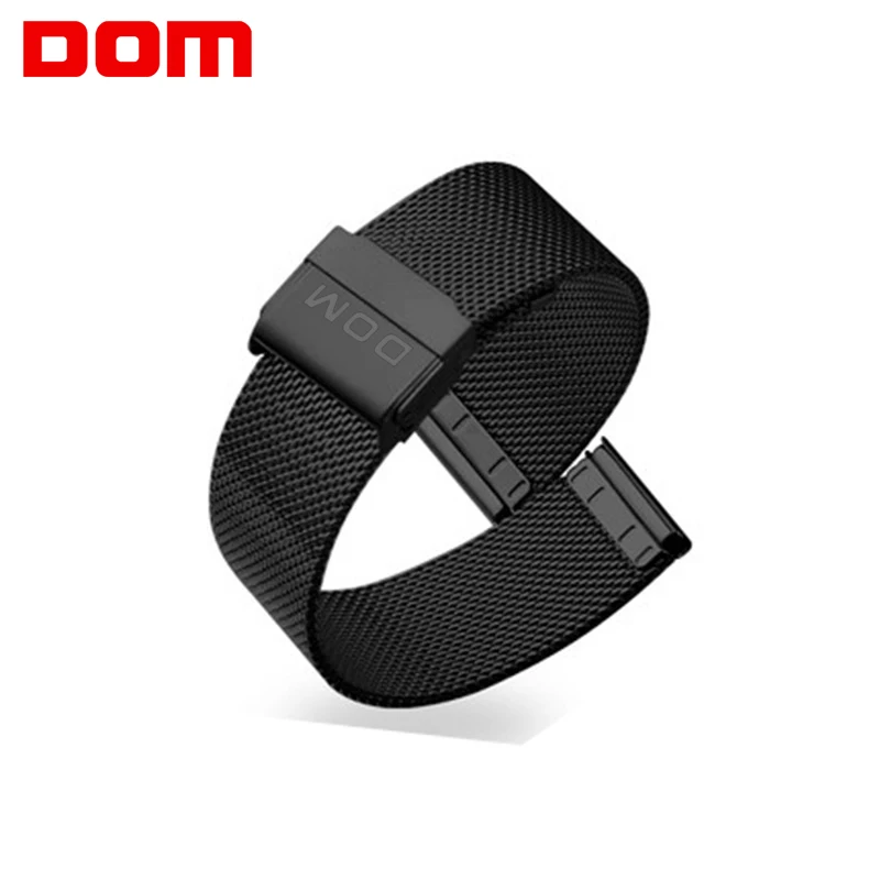 

DOM 20mm Silver Black Colors High Quality Milanese Stainless Steel Bracelet Strap Wrist Watch Mesh Buckle Watchbands Accessories