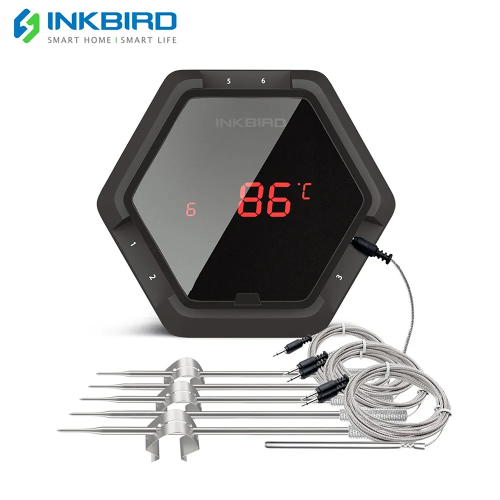 Inkbird IBT-6XS цифровой термометр 150ft Bluetooth беспроводной термометр для барбекю с шестью зондами бесплатное приложение и USB перезаряжаемая батарея