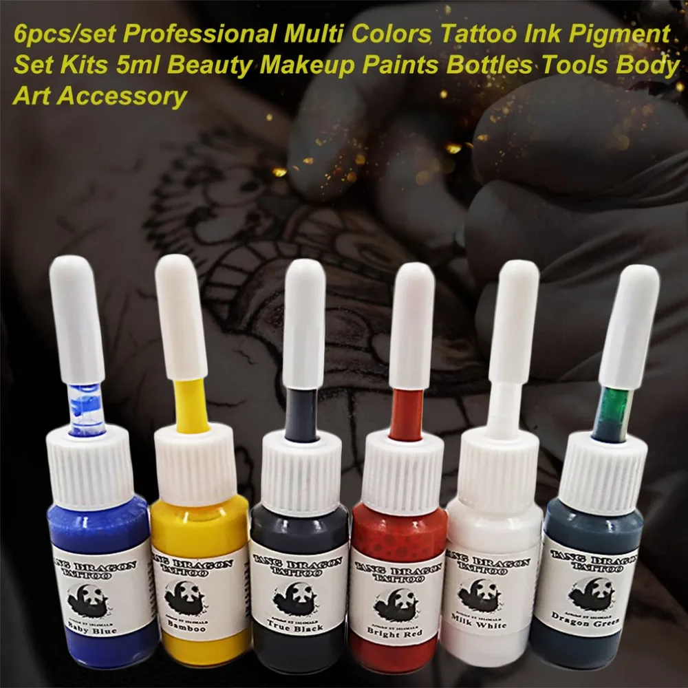 6 шт. = 6 цветов) Профессиональные разноцветные пигментные чернила для татуировки, набор, набор, 5 мл бутылки, аксессуары для боди-арта, горячая Распродажа
