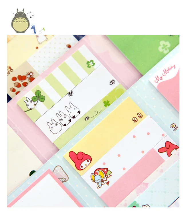 Kawaii Тоторо и мелодия 6 складной memo pad Sticky Notes Memo закладки для блокнота подарок канцелярские