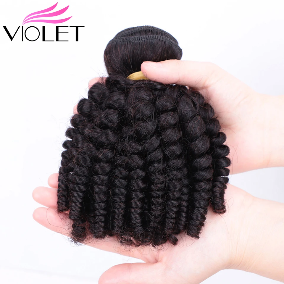 VIOLET Brazilian Bouncy Curly Human Hair Weaves 1/3/4 Bundles Funmi Hair Extensions Non Remy 100% Human Hair Bundles