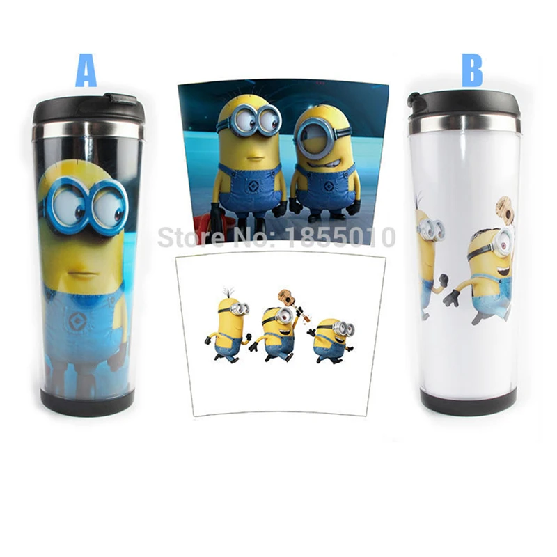 

Cute Portable Leak-proof Double Wall Coffee Mug Water Bottles 14oz Insulated Tumbler Travel Cups Tumbler Minions Insulation Cup