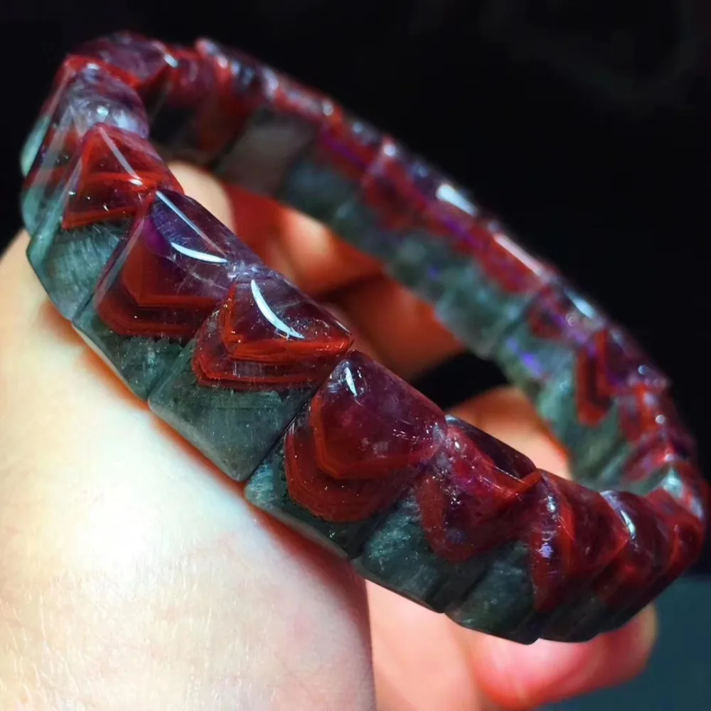 

100% Natural Canada Auralite 23 Crystal Women 12x9mm Rectangle Beads Bracelet Healing Reiki Stone Stretch Rarest Bracelet AAAAA