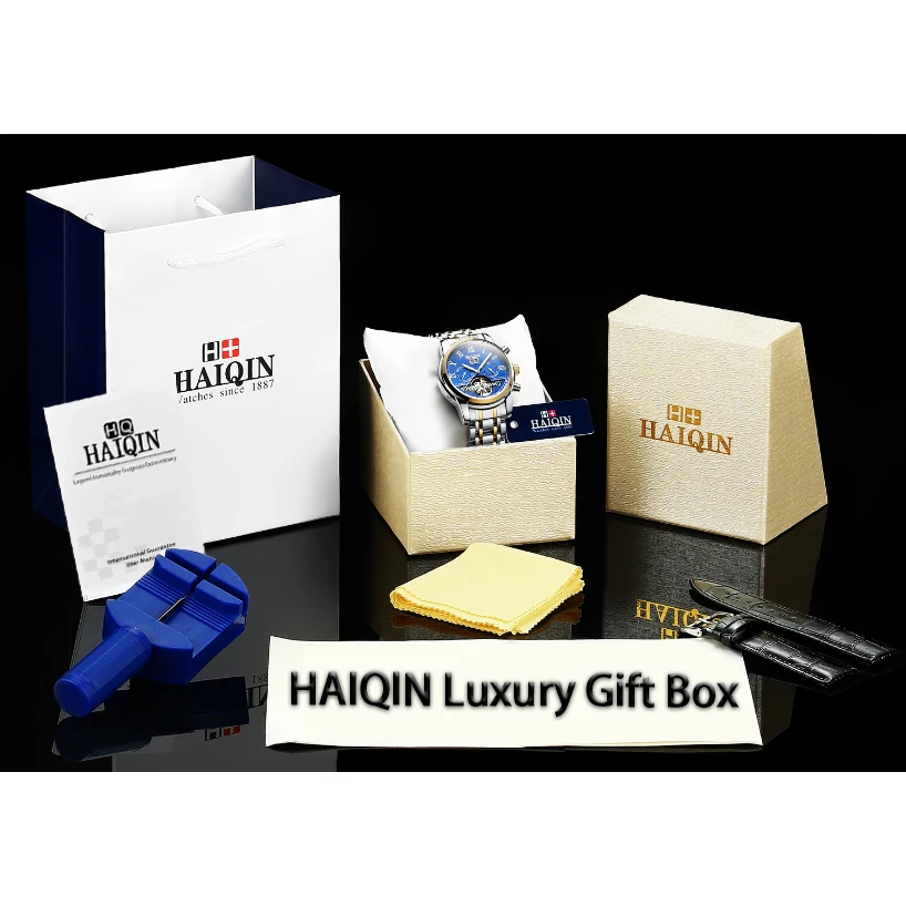 

HAIQIN Official Store Men's Watches Luxury gift box Strap tool mens watches top Brand luxury Herramienta de reloj watch box 2019